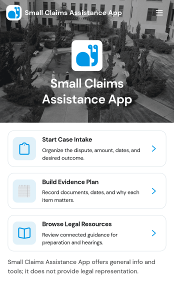 Small Claims Assistance App Template