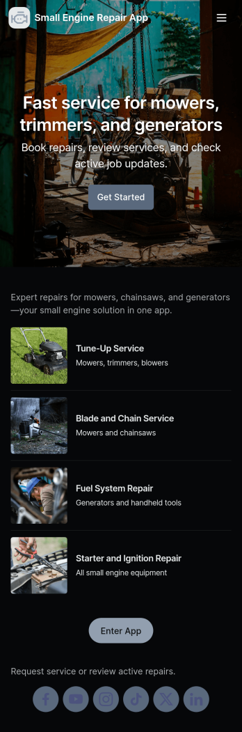 Small Engine Repair App Template