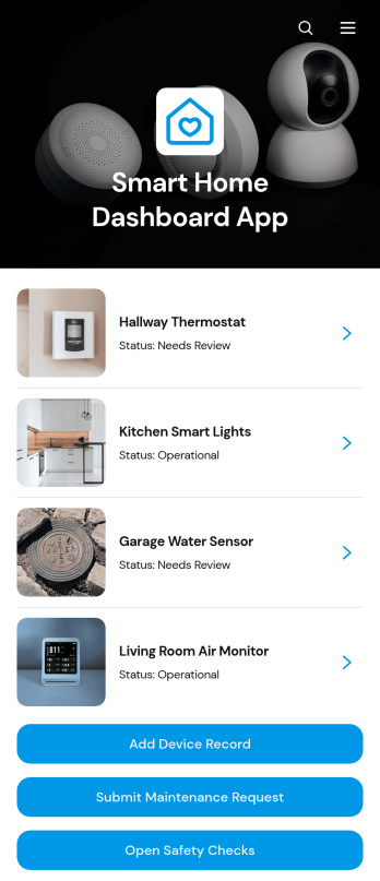 Smart Home Dashboard App Template