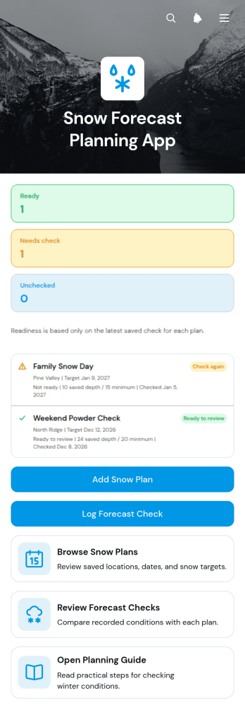 Snow Forecast Planning App Template