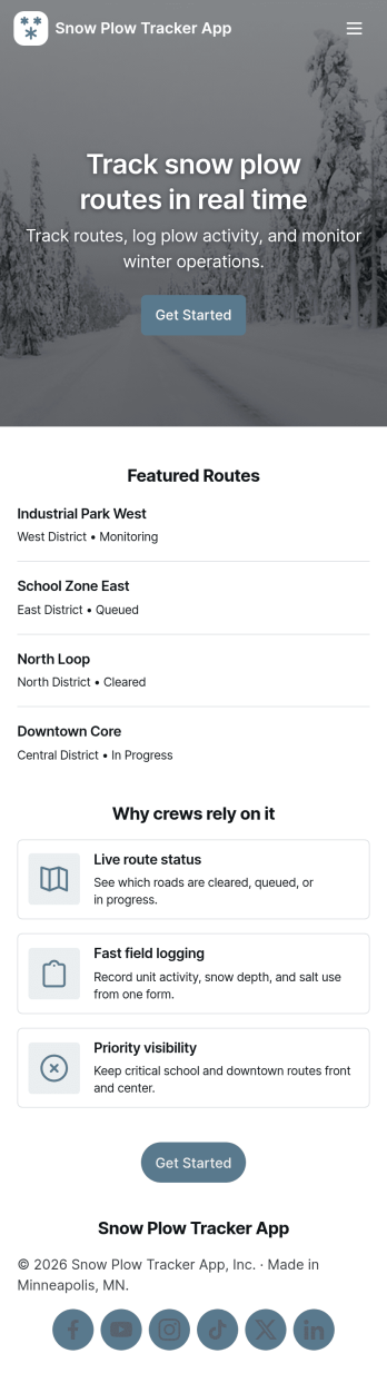 Snow Plow Tracker App Template