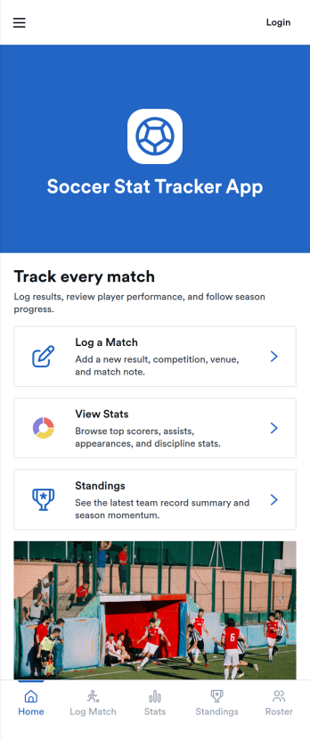 Soccer Stat Tracker App Template
