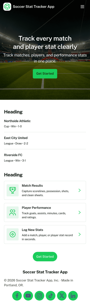 Soccer Stat Tracker App Template