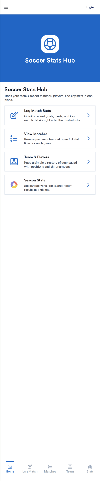 Soccer Stats Tracker App Template