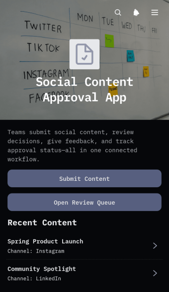 Social Content Approval App Template