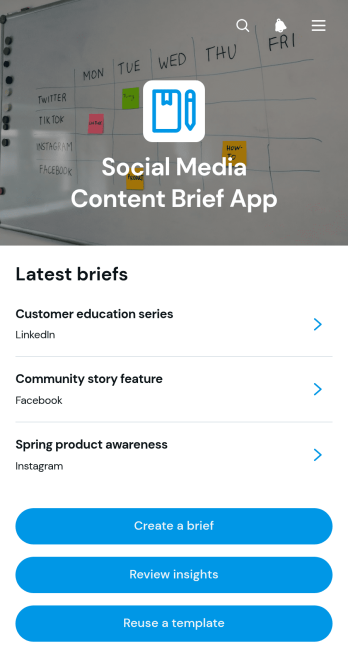 Social Media Content Brief App Template
