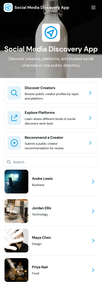 Social Media Discovery App Template