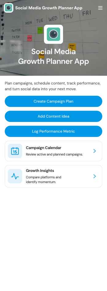 Social Media Growth Planner App Template