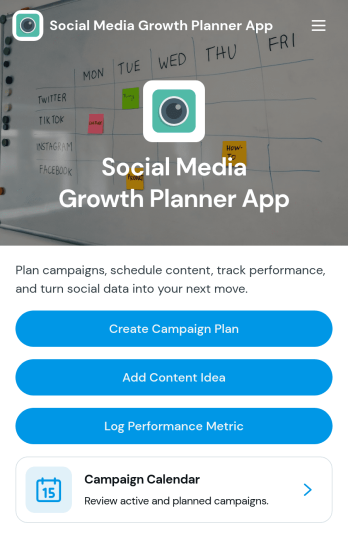 Social Media Growth Planner App Template