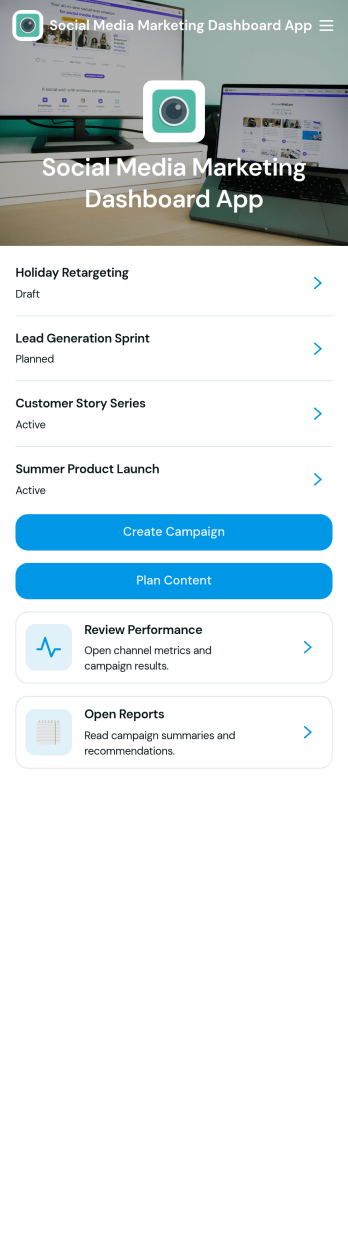 Social Media Marketing Dashboard App Template