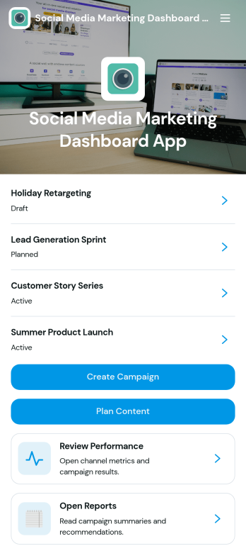 Social Media Marketing Dashboard App Template