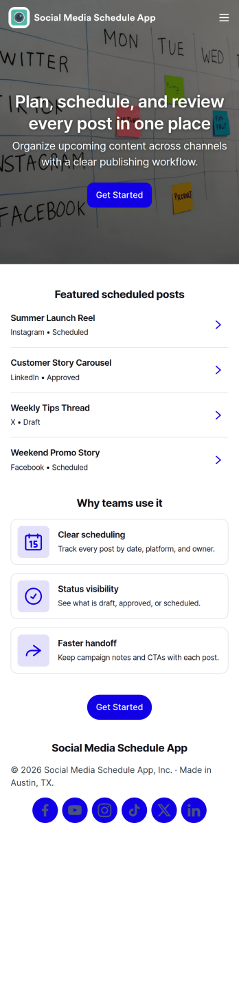 Social Media Schedule App Template