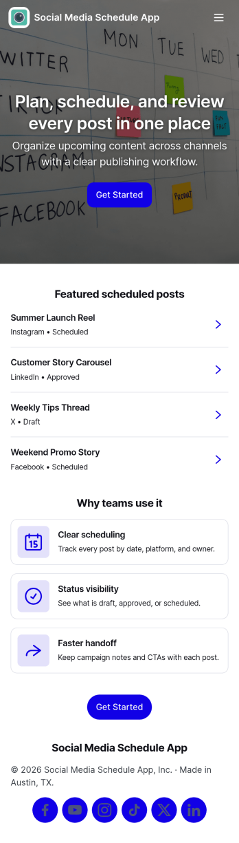 Social Media Schedule App Template