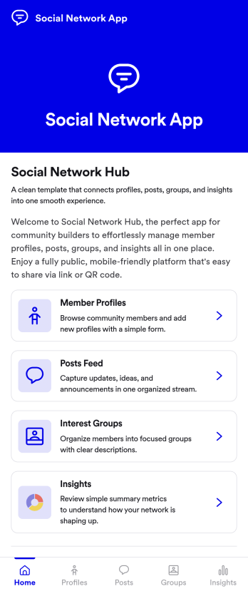 Social Network App Template