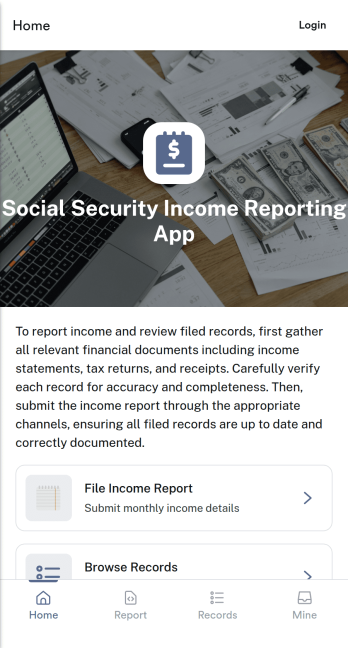 Social Security Income Reporting App Template