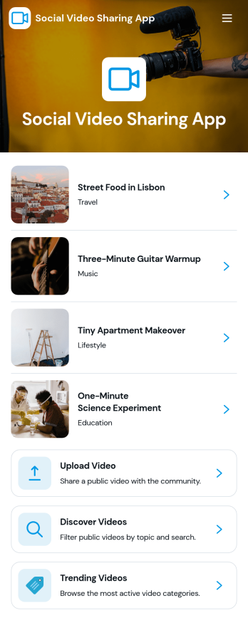 Social Video Sharing App Template