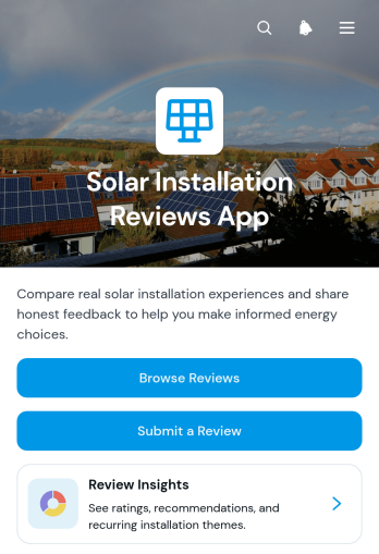 Solar Installation Reviews App Template