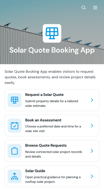 Solar Quote Booking App Template