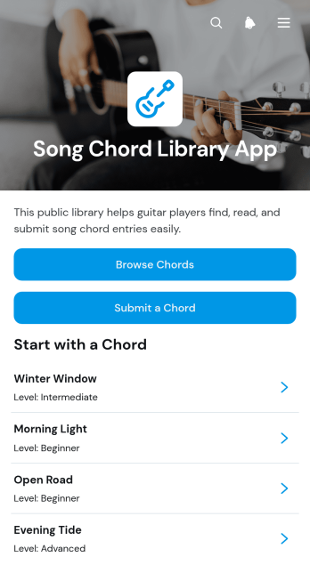 Song Chord Library App Template