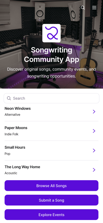 Songwriting Community App Template