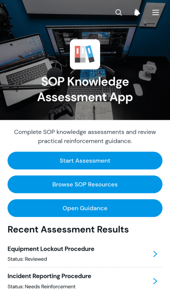 SOP Knowledge Assessment App Template