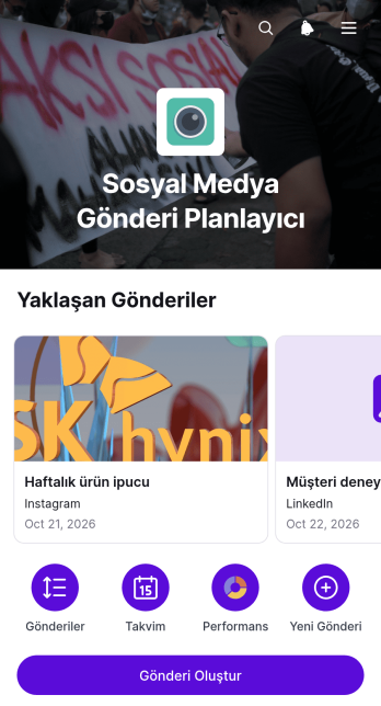 Sosyal Medya Gönderi Planlayıcı Uygulama Șablonu