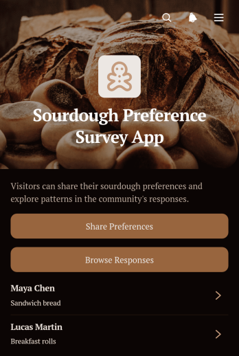 Sourdough Preference Survey App Template