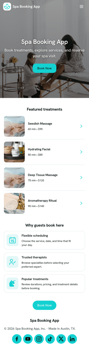 Spa Booking App Template