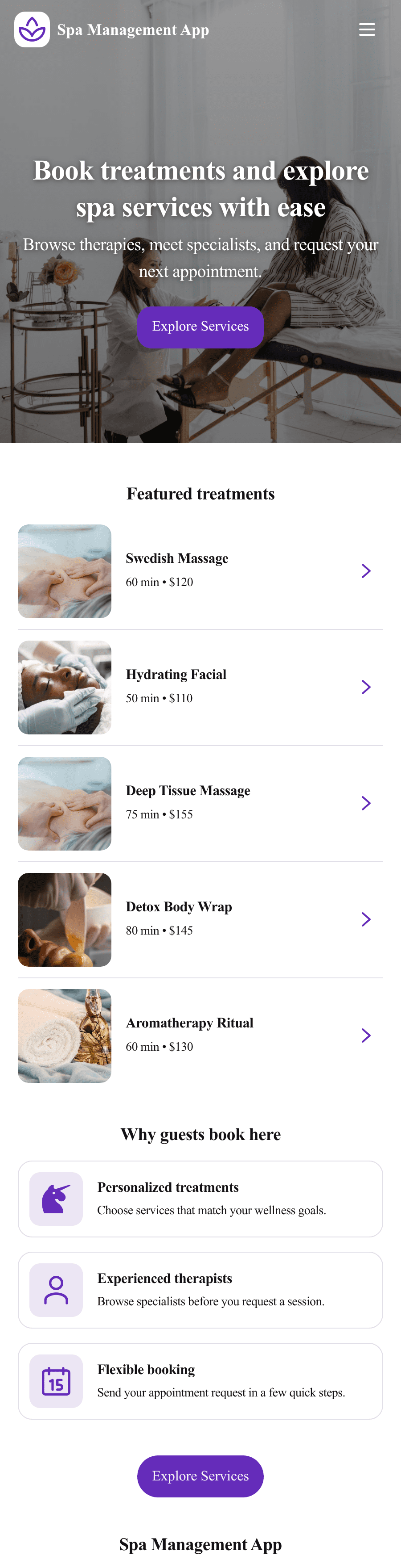 Spa Management App Template | Jotform