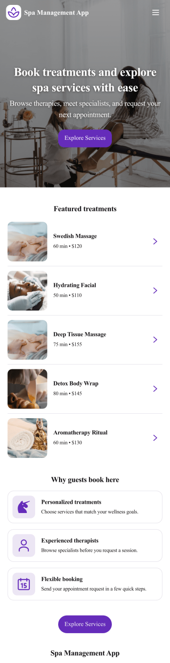 Spa Management App Template