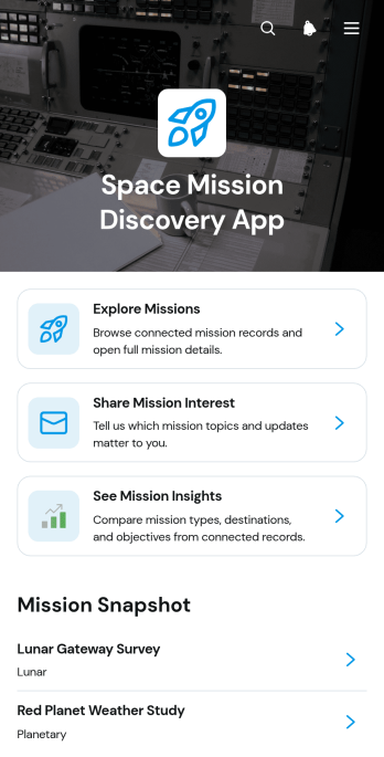 Space Mission Discovery App Template