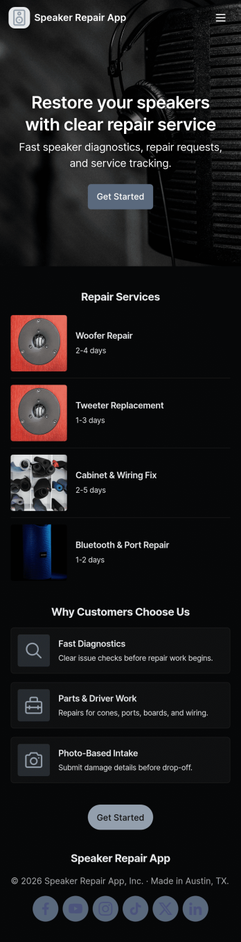 Speaker Repair App Template