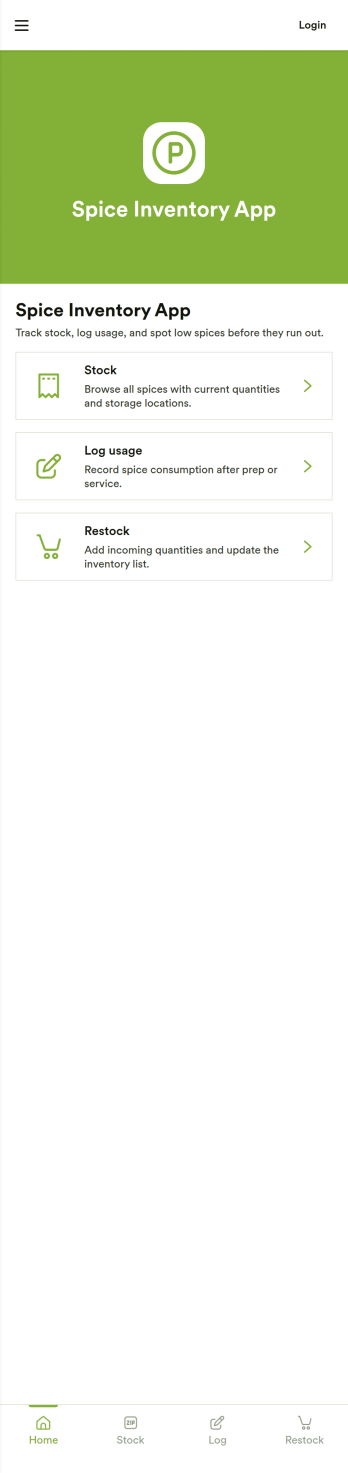 Spice Inventory App Template
