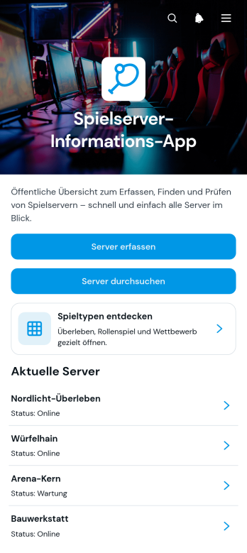 Spielserver-Informations-App
