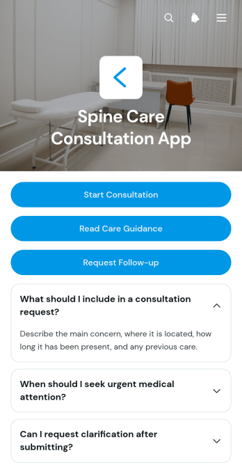 Spine Care Consultation App Template