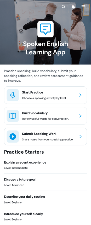 Spoken English Learning App Template