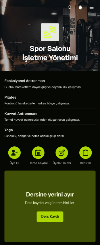Spor İşletmesi Yönetim Uygulama Șablonu