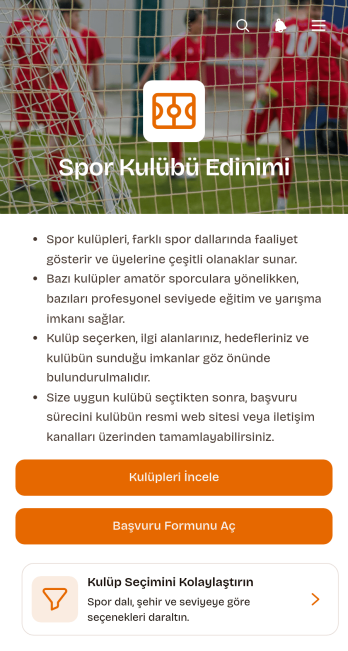 Spor Kulübü Edinme Uygulama Șablonu