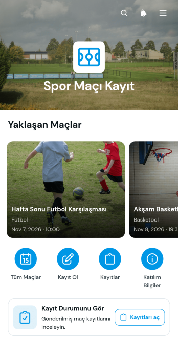 Spor Maçı Kayıt Uygulama Șablonu
