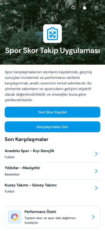 Spor Skoru Takip Uygulama Șablonu