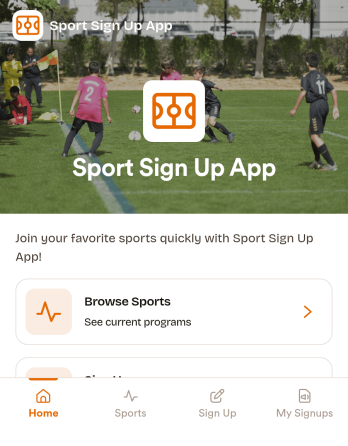 Sport Sign Up App Template