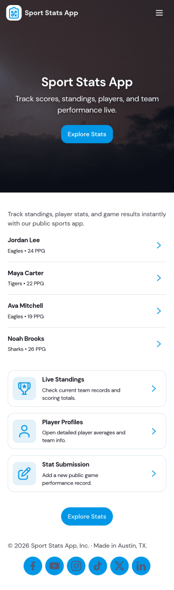 Sport Stats App Template