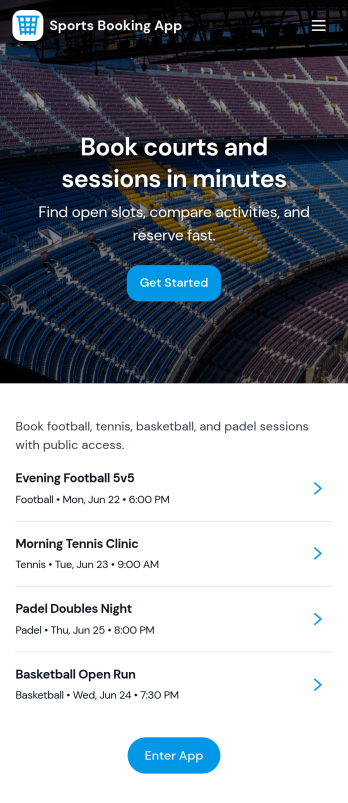 Sports Booking App Template