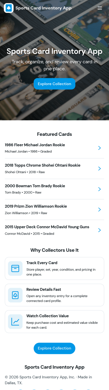 Sports Card Inventory App Template