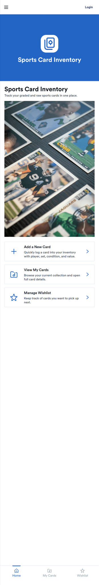 Sports Card Inventory App Template