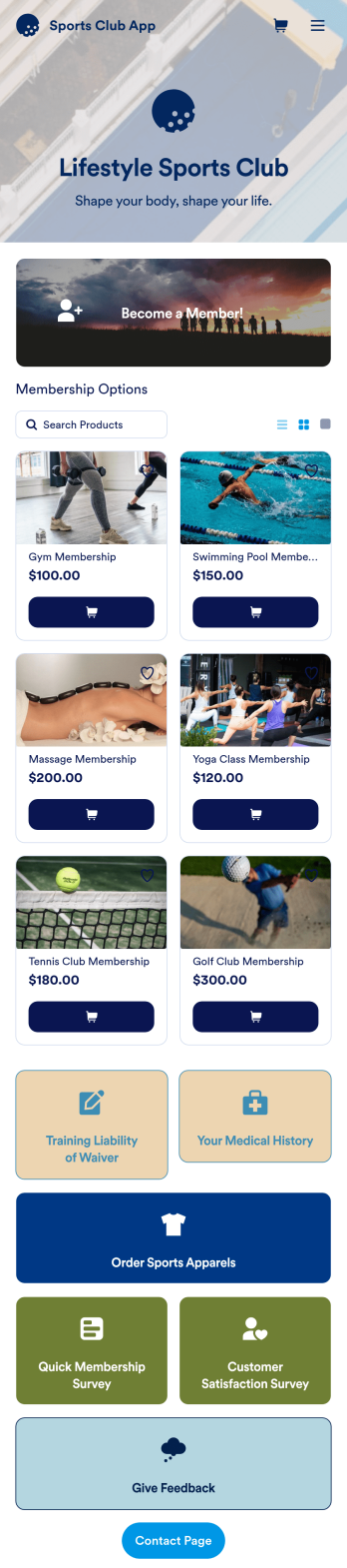 Sports Club App Template