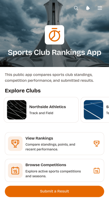 Sports Club Rankings App Template