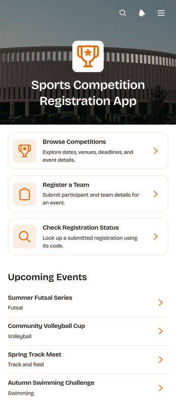 Sports Competition Registration App Template