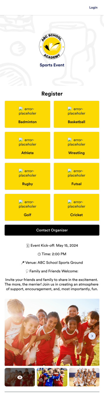 Sports Event App Template