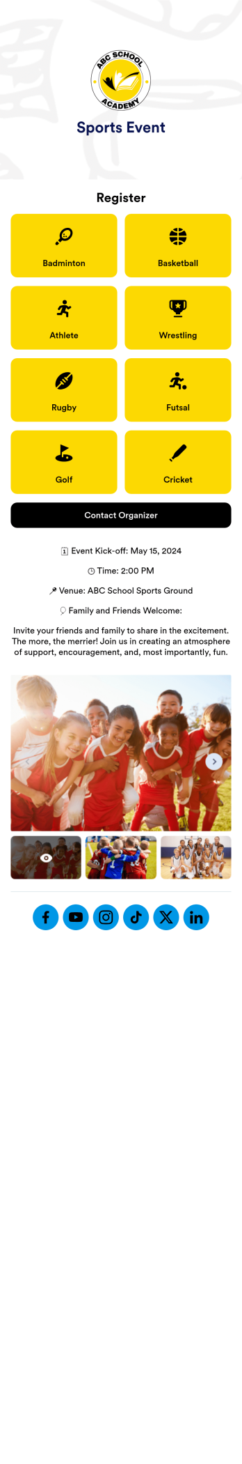 Sports Event App Template
